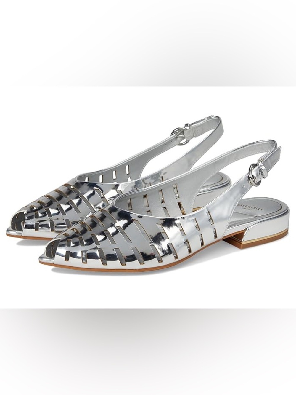 Kenneth Cole New York Calabra Slingback Flats in silver. - Picture 1 of 7